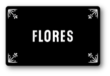 Flores logo over a black background